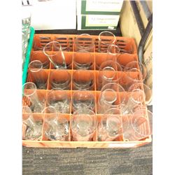 RED CRATE WITH ASSORTED VASES