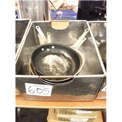FRYING PANS (8 ASSORTED) - CONTENTS OF METAL BIN