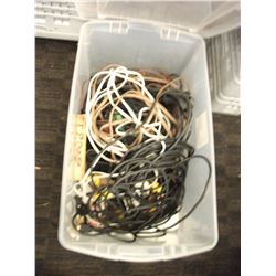 CLEAR TOTE WITH ASSORTED EXTENSION CORDS AND ADAPTORS