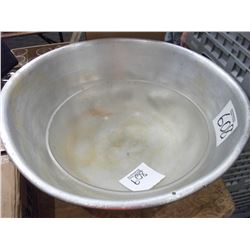 LARGE METAL BOWL (24") AND CLEAR PLASTIC BOWL