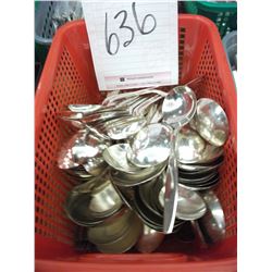 ASSORTMENT OF FLAT PATTERN SILVERWARE - CONTENTS OF BASKET