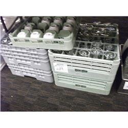 WINE GLASSES, BEER MUGS, AND ASSORTED GLASSWARE - 4 TRAYS