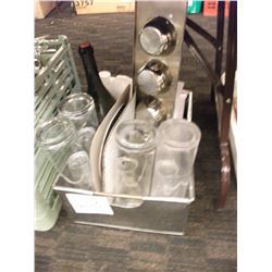 VASES, LARGE BOTTLE, VELCRO… - CONTENTS OF METAL BIN