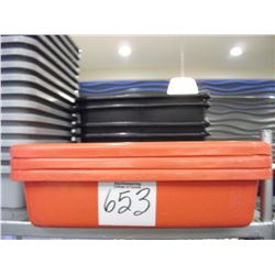 RED PLASTIC BUS BINS (X3)