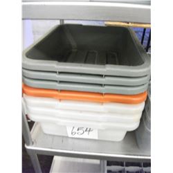 ASSORTED PLASTIC BUS BINS (X7)