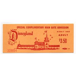 1970 Disneyland ADULT - SPECIAL COMPLIMENTARY MAIN GATE ADMISSION - UNUSED