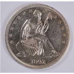 1842 SEATED HALF DOLLAR AU/BU