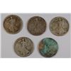 Image 1 : (5) 1916-D WALKING LIBERTY HALF DOLLARS