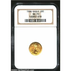 1996 G$5 Tenth-Ounce Gold Eagle MS70 NGC. Brilliant and dazzling, with wonderful color, a perfect st