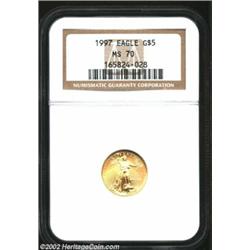 1997 G$5 Tenth-Ounce Gold Eagle MS70 NGC. Seemingly unimprovable in every respect, this fully struck