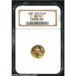 2001 G$5 Tenth-Ounce Gold Eagle MS70 NGC. It would be difficult to dispute the assigned grade of thi