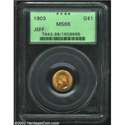 1903 G$1 Louisiana Purchase/Jefferson MS66 PCGS. Gorgeous reddish-gold colors envelop surfaces that.