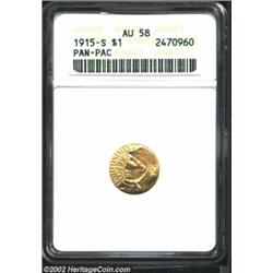 1915-S G$1 Panama-Pacific Gold Dollar AU58 ANACS. This piece represents excellent value as the mint.