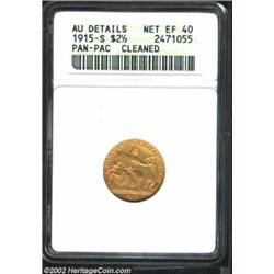 1915-S $2 1/2 Panama-Pacific Quarter Eagle--Cleaned--ANACS. AU Details, Net XF40. The obverse is lig