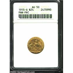 1915-S $2 1/2 Panama-Pacific Quarter Eagle AU50 ANACS. Perhaps carried as a pocket piece for a short