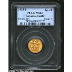 1915-S $2 1/2 Panama-Pacific Quarter Eagle MS65 PCGS. Uncommonly smooth for the type, both sides are