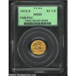 1915-S $2 1/2 Panama-Pacific Quarter Eagle MS65 PCGS. Both sides are tinged in reddish-gold overtone