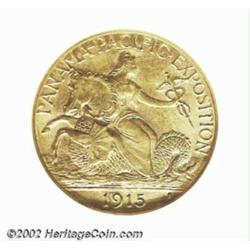 1915-S $2 1/2 Panama-Pacific Quarter Eagle MS65 NGC. Satiny olive-gold surfaces with a subtle pinkis