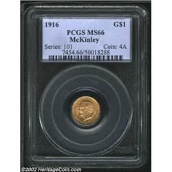 1916 G$1 McKinley MS66 PCGS. The lovely, reddish-gold color that overlays both sides is not uncommon