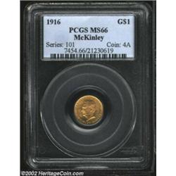 1916 G$1 McKinley MS66 PCGS. There is not a single distracting abrasion on either side of this beaut