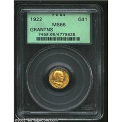 1922 G$1 Grant MS66 PCGS. This desirable example is housed in an older PCGS slab, and both sides are