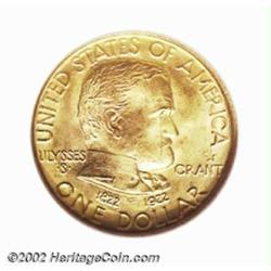 1922 G$1 Grant with Star MS66 NGC. A beautiful, well frosted Gem that displays characteristic olive-