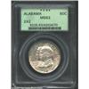 Image 1 : 1921 50C Alabama 2x2 MS63 PCGS. The peripheral legends have traces of PVC residue. A faint die crack