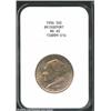 Image 1 : 1936 50C Bridgeport MS65 NGC. The otherwise olive-gold toning yields to blushes of lilac-gray color.
