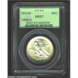 1936-D 50C Texas MS67 PCGS. Bold and satiny luster with nary a hint of toning or color. Important no