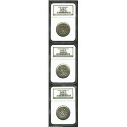 1937 SET Texas PDS Set MS65 NGC. The 1937-D is graded MS66 by NGC. All three display light and warm.
