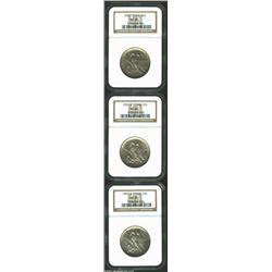 1937 SET Texas PDS Set MS65 NGC. The 1937-D is graded MS66 by NGC. All three display light and warm.