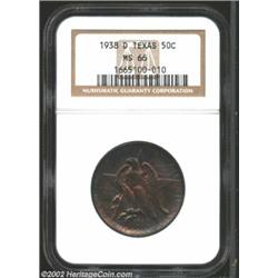 1938-D 50C Texas MS66 NGC. Deeply, yet attractively toned in a reddish-purple cast. Important notice