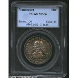 1925 50C Vancouver MS66 PCGS. Whereas the typical survivor of this early commemorative issue is apt.