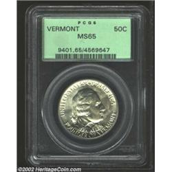 1927 50C Vermont MS65 PCGS. Bold luster and clean surfaces boast highly attractive luster. A hint of