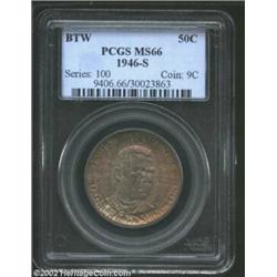 1946-S 50C Booker T. Washington MS66 PCGS. Untoned on the obverse, this richly frosted example displ