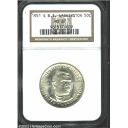 1951-S 50C Booker T. Washington MS67 NGC. A lustrous Gem that is sharply struck for the type. The su