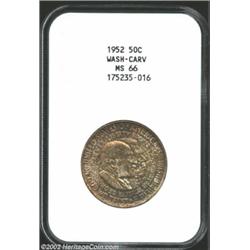 1952 50C Washington-Carver MS66 NGC. The strike is above average and the lustrous surfaces display a