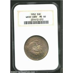 1952 50C Washington-Carver MS66 NGC. Dazzling luster lies beneath pleasing, original toning. Importa