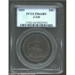 1859 P50C Half Dollar, Judd-236, Pollock-283, R.6, PR64 Brown PCGS. Anthony Paquet's design for the.