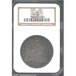 1873 T$1 Trade Dollar, Judd-1315, Pollock-1458, R.4, PR65 NGC. A second and considerably finer examp