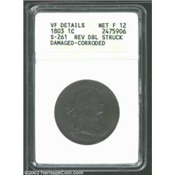 1803 1C Small Date, Small Fraction Cent--Reverse Double Struck, Damaged, Corroded--ANACS. VF Details