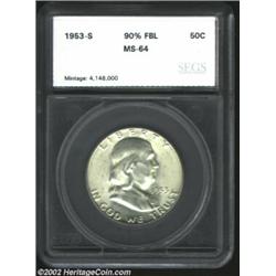 1953-S 50C Half Dollar MS64 90% Full Bell Lines SEGS (MS64). A sharply struck, well preserved exampl