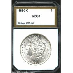 1880-O S$1 Morgan Dollar MS63 PCI (MS61). A brilliant, lustrous, and needle-sharp representative tha