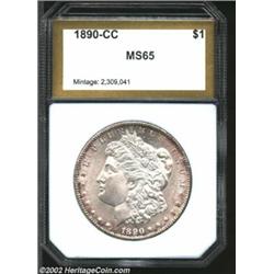 1890-CC S$1 Morgan Dollar MS65 PCI (MS63). An attractive example, with deep purple peripheral toning