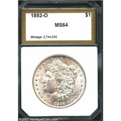 1892-O S$1 Morgan Dollar MS64 PCI (MS63). Typically struck in the centers, with faint roller marks (