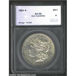 1893-S S$1 Morgan Dollar AU55 Old Cleaning SEGS (AU53 Old Cleaning). A rock solid About Uncirculated