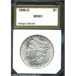 1896-O S$1 Morgan Dollar MS63 PCI (AU58). The 6 in the date is boldly repunched below the base. A wh