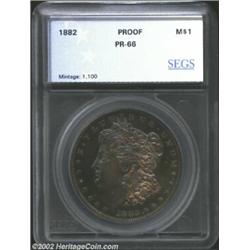1882 S$1 Morgan Dollar PR66 SEGS (PR65 Questionable Color). Both the obverse and reverse are toned i