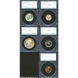 1939 1C Proof Set PR65 PCGS. A perfectly matched set of Gems. The Cent is Red, the Nickel fully bril