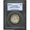 Image 1 : 2000-W $10 Library of Congress MS69 PCGS. Pleasant matte colors of yellow-gold and silver-white that